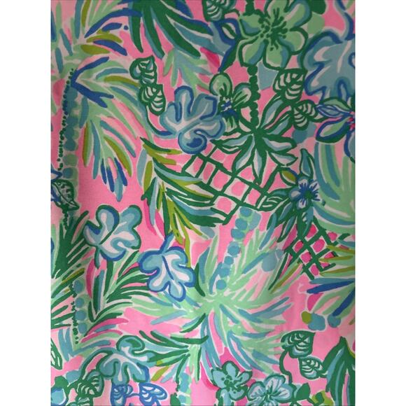 Lilly Pulitzer Donna Romper 12 Womens Pink Green Floral Side Tie Coconut Row New - Picture 2 of 16